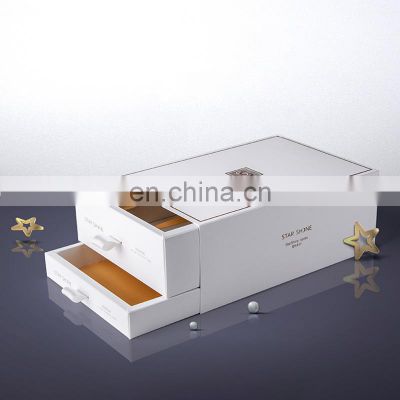 White 2 layer drawer shape luxury cosmetic night repair hydrating serum paper beauty packaging box