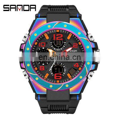 SANDA 6008 New hot  Sport Men's Watches Luminous Waterproof Analogue Digital Watches Waterproof