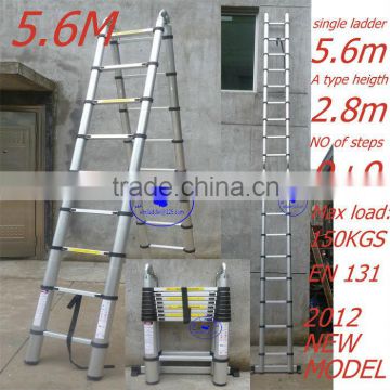Aluminum 5.6m=9+9=18 steps telescopic ladder hot selling in ebay.