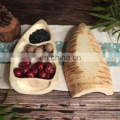 Modern artificial woods bamboo root fiber decorative arts and crafts dishes petite plates tray set for wedding dry fruits snack