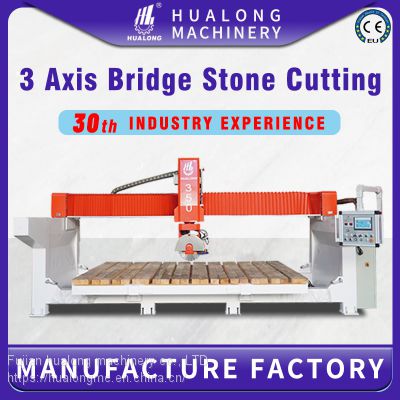 Hualong Machinery 4 Axis Automatic PLC Bridge Saw automatic Stone Cutting Machine bridge saw for granite