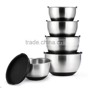 Stainless Steel Salad Bowl egg bowl with silicone buttom 16-28cm
