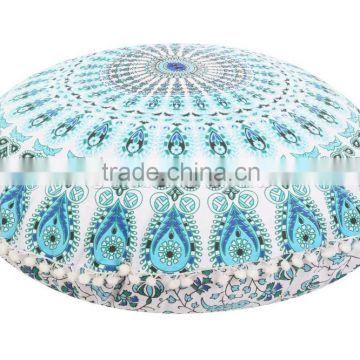 32" Round Mandala Tapestry Floor Pillows Meditation Cushion Covers Ottoman Poufs Boho Throw 32" Shams