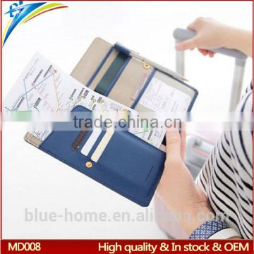 Qualityed Clutch simple protective passport holder case with pen holders Anti skimming faux leather journey document holders
