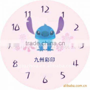 Pink colour with animal patern clock face with Arabic numerals decoration