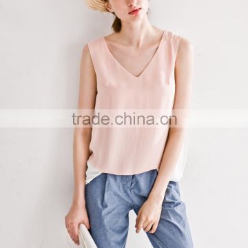 Womens V-Neck Silk Tank Top Camisole Style Sleeveless Blouse OEM Manufacturers Factory From Guangzhou