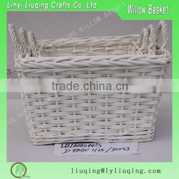 Rectangular rattan basket with ears for storage /clothes wicker storage basekts