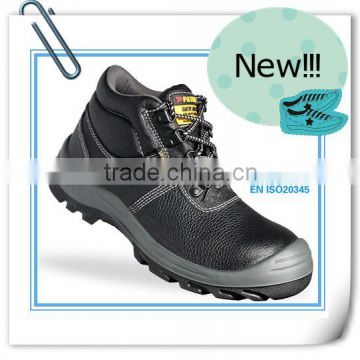 EN ISO 20345:2011 2015 black genuine leather upper dual density PU outsole steel toe cap steel plate handyman safety shoes
