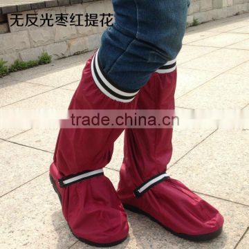 PVC rain shoes waterproof polyester oxford fabric with reflective strape
