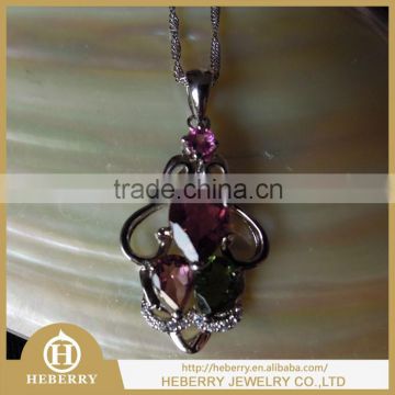 New Products 2015 Jewelry Natural Rough Tourmaline with 925 silver pendant