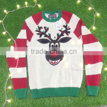 16JW53115 customized LED light deer design ugly christmas sweater