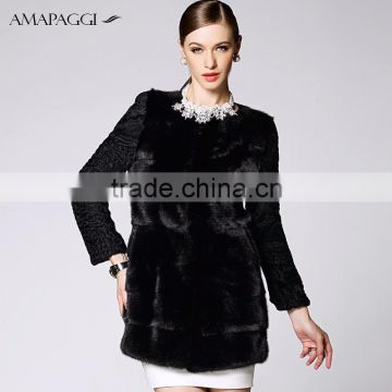 factory sale black mink coat with kara coat