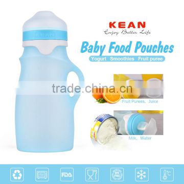 2017 Hot selling colorful bpa free silicone reusable baby food pouch