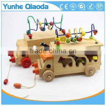 animal Shape Sorter truck and bead maze - Pull Along Toy - animal in many Shape Blocks