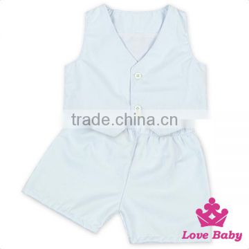 2017 Summer Boutique Outfits Sleeveless Plain Color Suit Vest Top Matching Shorts Baby Christening Clothing Suit Sets