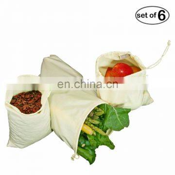 Eco friendly reusable drawstring Organic Cotton Muslin Produce Bag