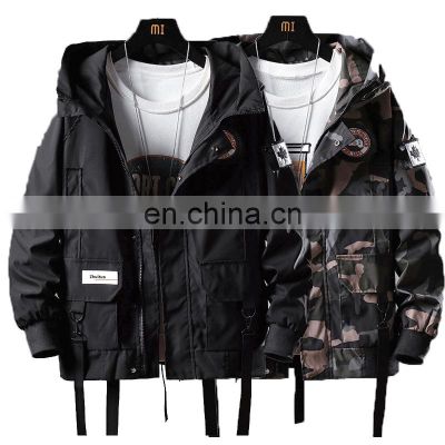 Wholesale custom men's autumn and winter jacket long-sleeved casual sports outdoor hooded jacket aviator to overcome