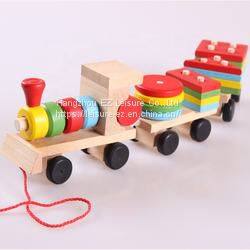 Wooden Block Train Shaped Toy for Kids