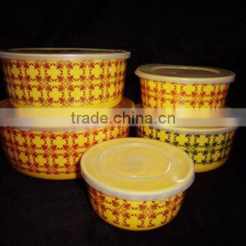 2013 hot sale printed yellow bowl set with lids