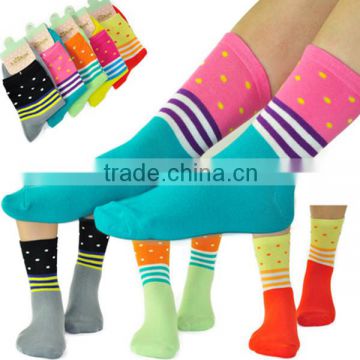 High quality custom bulk candy color block socks girls