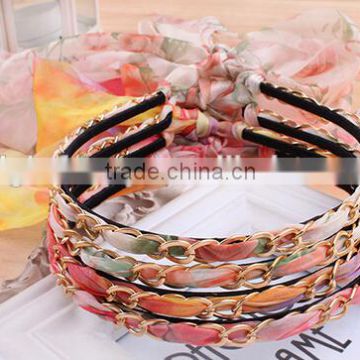 Chain Ribbons Women Hairband, Floral Printing Hairband,Boho Headband, Women Headband,Aztec Headband, Headband Accessories