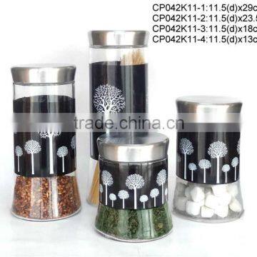 CP042K11 glass jar with decal printing with plastic lid