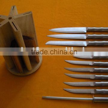Stainless Steel Knife Set 12Pcs With Wooden Block