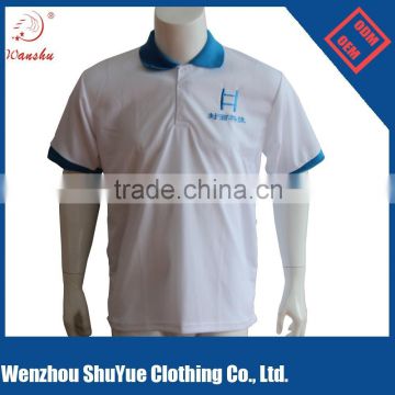 custom men two color combination polo t shirt with embroidery logo , mesh fabric.