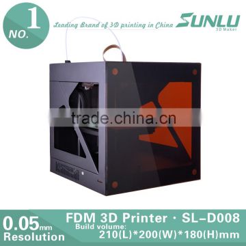 0.4mm nozzle FDM 3D Printer with building size of 210*200*180mm