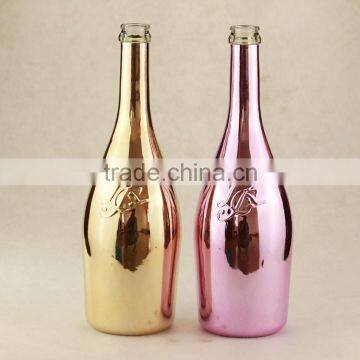 China factory manufacturers champagne glass bottles electroplate bottles 750ml olive oil bottles