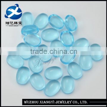 Wholesale synthetic Sky blue glass oval cut loose beads