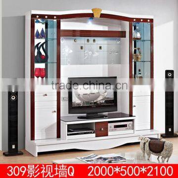 Modern glass and wood mixed led tv stands