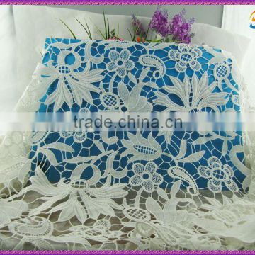 Fancy wedding dress making white lace fabric heavy new lace dsign for sale