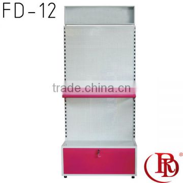 FD-12 wall mount glass corner glass commercial display perforated rack