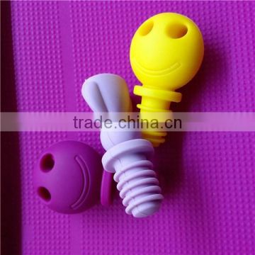Trade Assurance Cheap price smile face silicone wine glass bottle stopper beer plug
