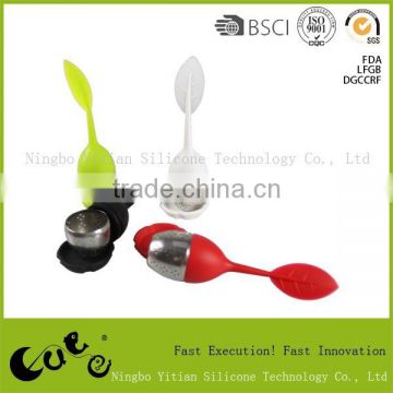 2015New silicone leave style stainless steel tea infuer