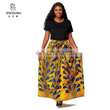 African skirt designs ankara wax printed plus size adults women maxi skirt