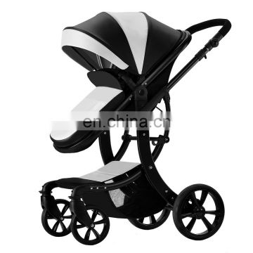 PU Leather Luxury Baby Stroller Pram Travel System High Landscape Leather Baby Stroller