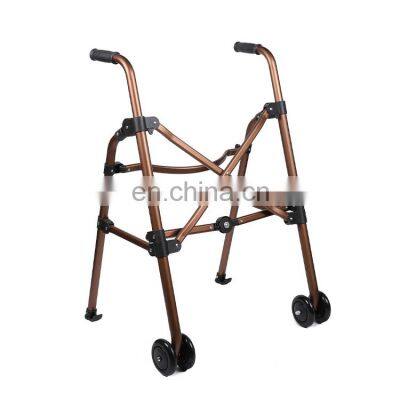 Light weight aluminum foldable disabled walking aid walking frame with two front wheels