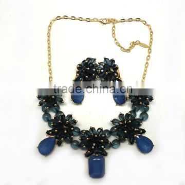 2015 wholesale fashion Glass Stone beads Necklace Jewelry set
