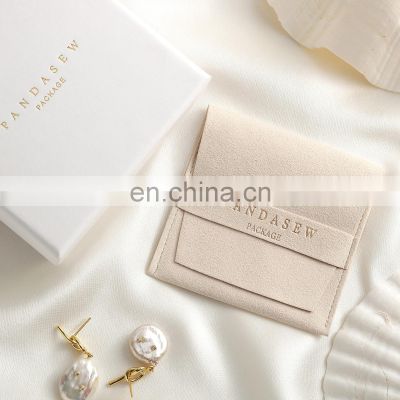 PandaSew 8x8cm Luxury Deboss Custom Logo Microfiber Necklace Bracelet Jewelry Pouch