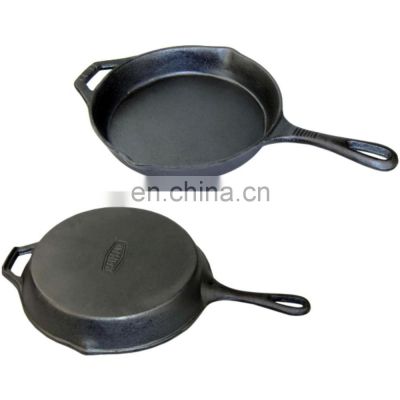 rectangular enamel coated cast iron deep fry pan with removable wooden handle