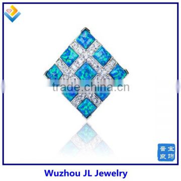 New Design Style Opal And CZ Stone Square Shape Fashion Ring