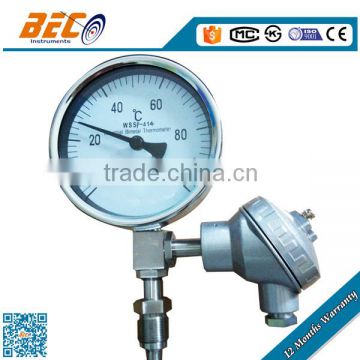 Various types of mechanical temperature gauge with thermocouple