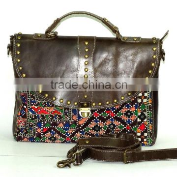 Vintage Banjara Leptop Bag Gypsy Leather Handbag Vintage Banjara Handbag Leather Handmade Briefcase Bag