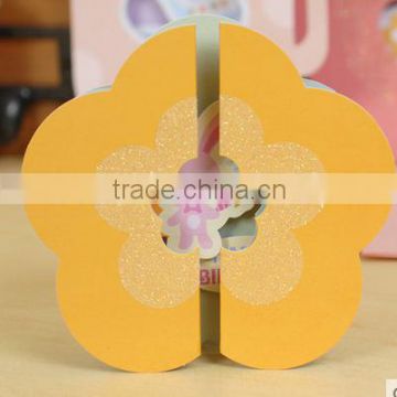 Yellow colour flower shape foldable design of thanksgiving card/birthday card