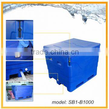 Roto molding insulation bin for transport fish, insulation fish bin, fish bins storage