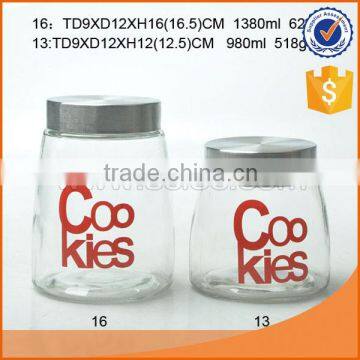 wholesale glass storage jar set with decal