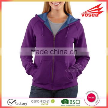 Vosea custom women hooded sweatshirt with front zipper