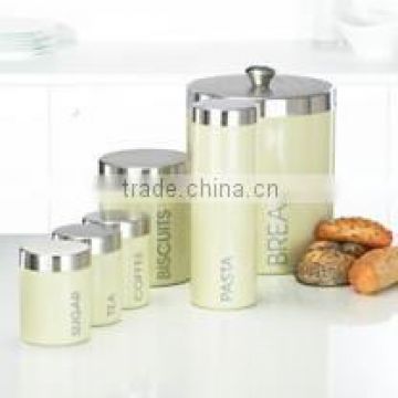 round coffee tea sugar bread canister with stainless steel lid